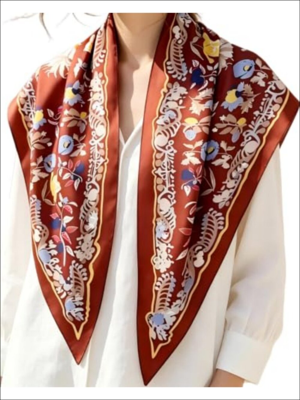 Polyester Satin Triangle Scarf Waist Belt Neck Wrap Shawl